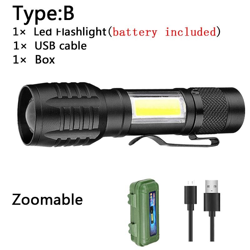 Mini LED Flashlight COB Reader Lamp Zoomable Pocket Penlight