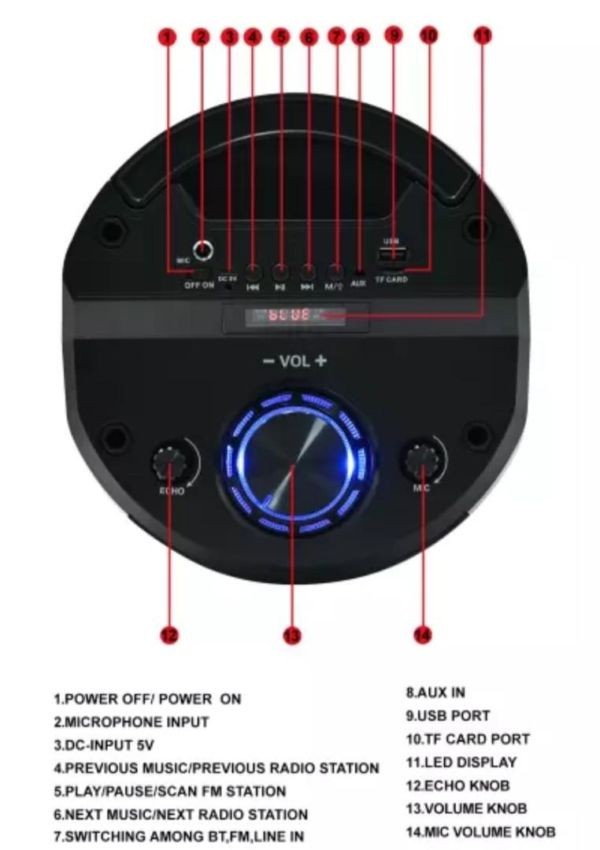 ZQS-6208 Supper Bass Wireless Bluetooth Speaker with Free Mic