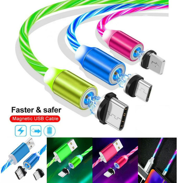 Glow LED 3 In 1 Lightning Fast Charging Magnetic Cable