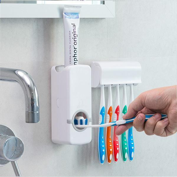 Automatic Toothpaste Dispenser with Toothbrush Holder