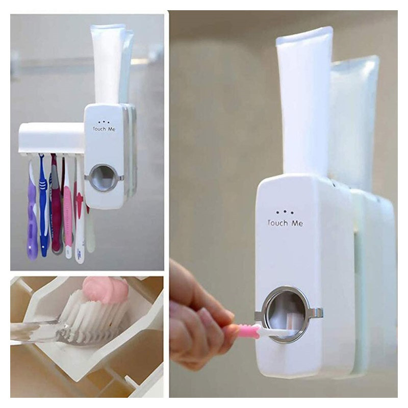 Automatic Toothpaste Dispenser with Toothbrush Holder