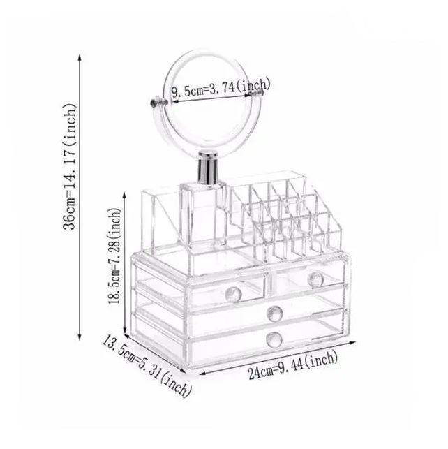 Acrylic Cosmetic Storage Box Makeup Organizer with Mirror JN-870