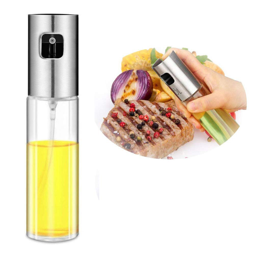 Portable Oil Sprayer Dispenser for Cooking-BBQ-Salad-Stainless Steel Grilling Oil glass Bottle