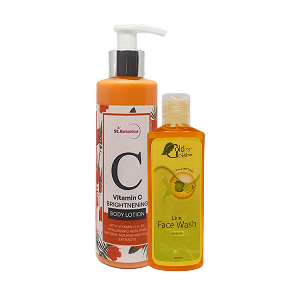 St.Botanica Vitamin C Skin Brightening Body Lotion - Gold 'N' Glow Lime Face Wash Pack