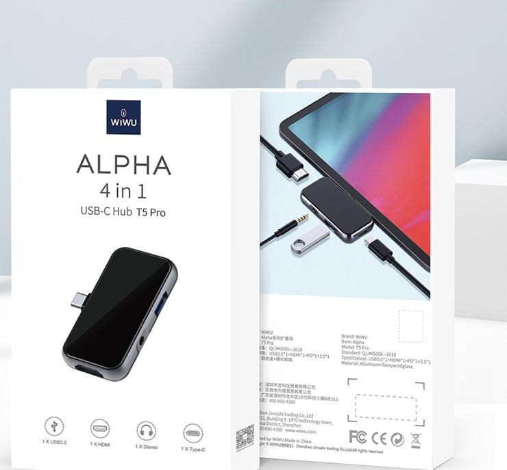 WIWU Alpha 4 in 1 USB-C Hub T5 Pro