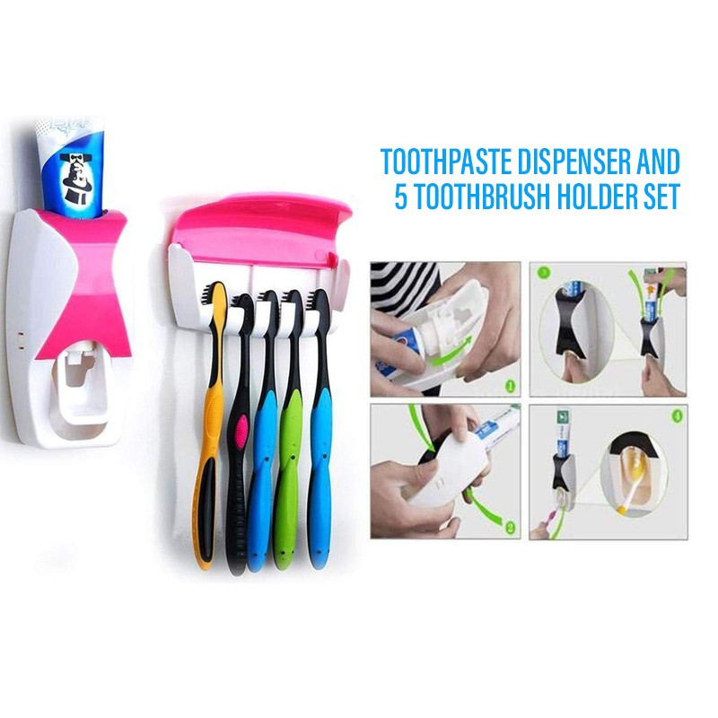 Automatic Toothpaste Squeezing Device & Toothbrush Holder