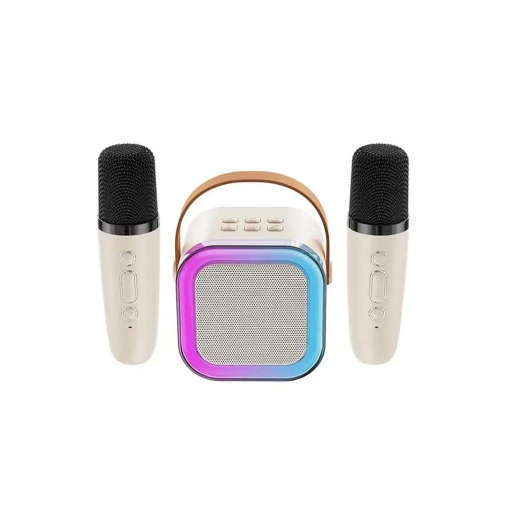K12 Colorful Wireless Karaoke Mini Bluetooth Speaker With  two Wireless Microphone