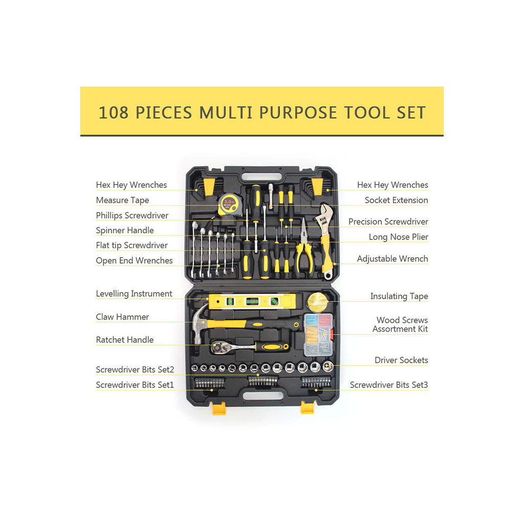 108 Pieces Multipurpose Tool Set