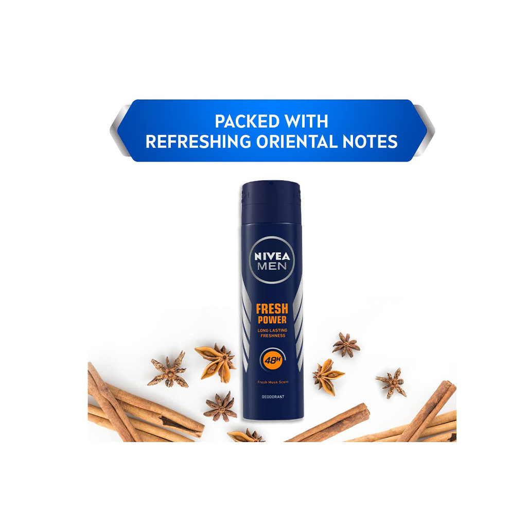 Nivea Men Fresh power 48h Long lasting  Fresh musk Scent  Body spray- 150ml