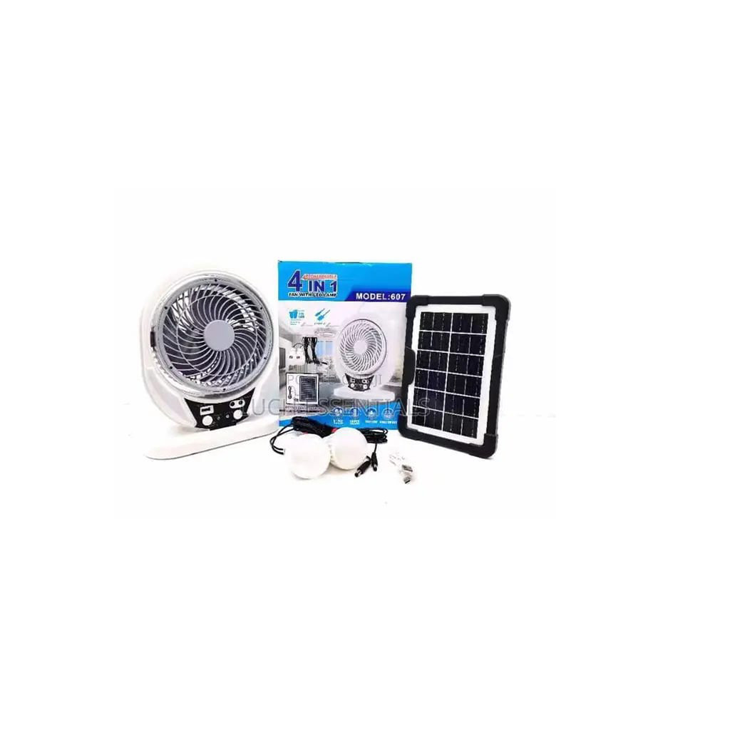 4 in 1 Rechargeable Solar Fan With Led Lamp-