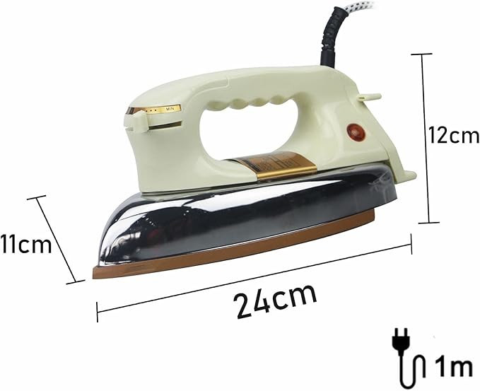 GNI AG 1515 Electric Dry Iron Non-Stick Soleplate for Smooth Results Ivory color